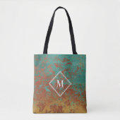 Kupfertürkis-Metallic-Textur Monogramm Tasche (Vorderseite)
