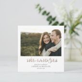 KUPFERTYPOGRAPHIE Sie sagte ja Square Verlobung Einladung (Stehend Vorderseite)