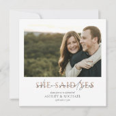 KUPFERTYPOGRAPHIE Sie sagte ja Square Verlobung Einladung (Vorderseite)