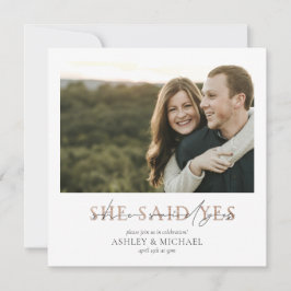 KUPFERTYPOGRAPHIE Sie sagte ja Square Verlobung Einladung