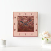 Kupferuhr und matte rosa Acrylmauer Quadratische Wanduhr (Zuhause)
