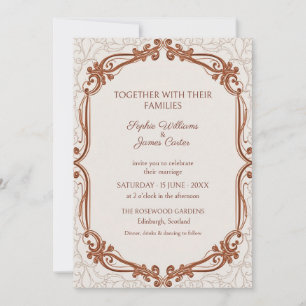Kupferverzierte Hochzeitseinladung mit Schriftroll Einladung