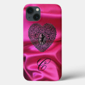 KUPFLICHTIGE LEBERHERZSILK-PINK KLEINES MONOGRAMM, Case-Mate iPhone HÜLLE (Rückseite)