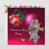 KUPID ANSAMMLUNG PINK ROSES, VALENTINMONOGRAMM EINLADUNG (Vorne/Hinten)