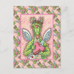 KUPID DRAGON, HERZ UND ARROS FANTASY VALENTINE FEIERTAGSPOSTKARTE