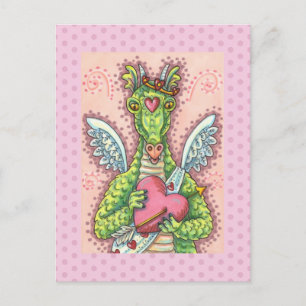 KUPID DRAGON, HERZ UND ARROS FANTASY VALENTINE FEIERTAGSPOSTKARTE