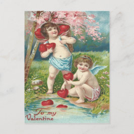 Kupid Heart Tree Pond Postkarte