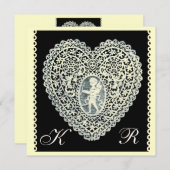 KUPID LACE HEART MONOGRAMM, goldenes metallisches Ankündigung (Vorne/Hinten)