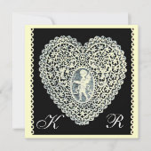 KUPID LACE HEART MONOGRAMM, goldenes metallisches Ankündigung (Vorderseite)