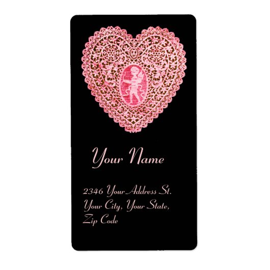 KUPID LACE HERZ, rosa, schwarz (Vorne)