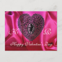 KUPID LACE HERZ SILK FUCHSIA KLOTH, Pink Black