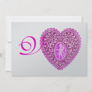 KUPID LACE HERZMONOGRAM, rot fuchsisilber Ankündigung