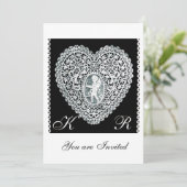 KUPID LACE HERZMONOGRAMM EINLADUNG (Stehend Vorderseite)