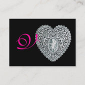 KUPID LACE HERZMONOGRAMM, rosa, fuchsia Visitenkarte (Rückseite)