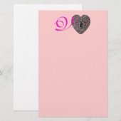 KUPID LACE HERZMONOGRAMM, rosa Fuchsie Briefpapier (Vorne/Hinten)