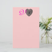 KUPID LACE HERZMONOGRAMM, rosa Fuchsie Briefpapier (Stehend Vorderseite)