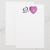 KUPID LACE HERZMONOGRAMM, rosa Fuchsie Briefpapier (Vorne/Hinten)