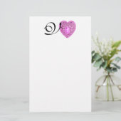 KUPID LACE HERZMONOGRAMM, rosa Fuchsie Briefpapier (Stehend Vorderseite)