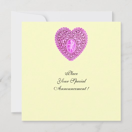 KUPID LACE HERZMONOGRAMM, rosa Fuchsiengold Ankündigung (Rückseite)