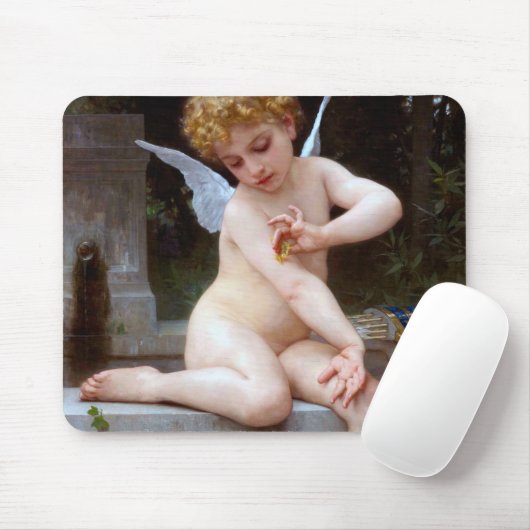 Kupid mit Schmetterling, Bouguereau Mousepad (Mit Mouse)