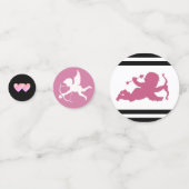 Kupid, Schwäne auf schwarz-weiß gestreifter Hochze Konfetti (Rückseiten)