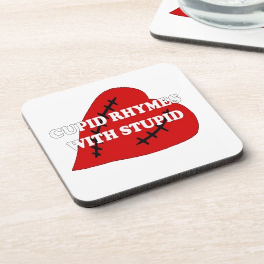 Kupiden Rymnen mit Dummkopf Getränkeuntersetzer (Linke Seite)