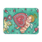 KUPIDS HERZ ANd KITTEN VALENTINE MAGNET (Horizontal)