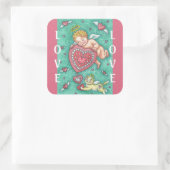 KUPIDS HERZVALENTINSTICKERZEICHEN QUADRATISCHER AUFKLEBER (Tasche)
