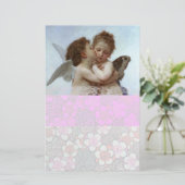 Kupie und Psyche als Kinder, rosa weiß Briefpapier (Stehend Vorderseite)