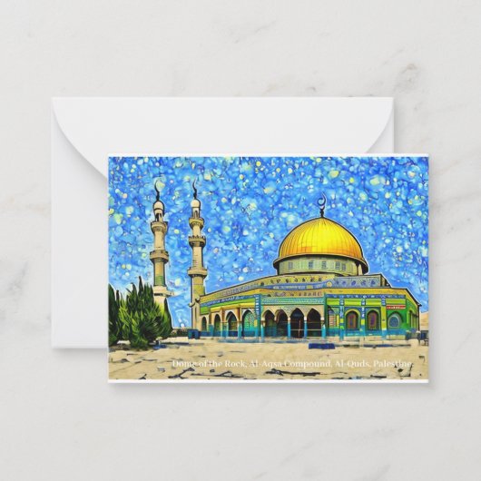 Kuppel des Felsens, Al-Aqsa und Eid Mubarak Card Mitteilungskarte (Vorderseite)