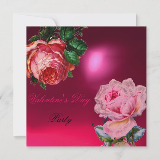 KUPPELLEBERHERZ UND ROSE-VALENTINMONOGRAMM EINLADUNG (Vorderseite)