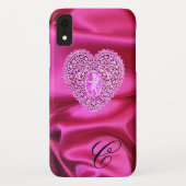 KUPPELLEICHT HERZSILK PINK FUCHSIA CLOTH MONOGRAMM Case-Mate iPhone HÜLLE (Rückseite)