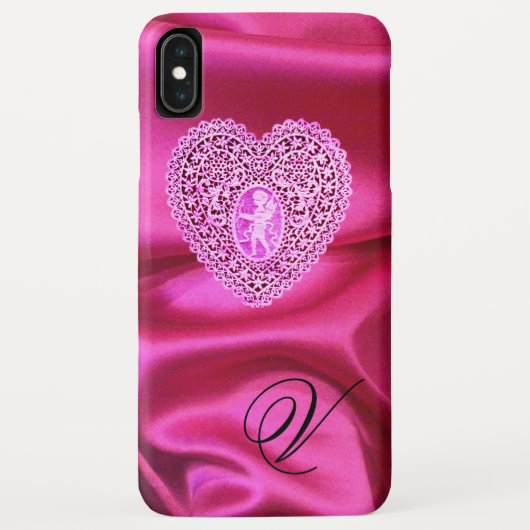 KUPPELLEICHT HERZSILK PINK FUCHSIA CLOTH MONOGRAMM Case-Mate iPhone HÜLLE (Rückseite)