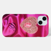 KUPPELLEICHT HERZSILK PINK FUCHSIA CLOTH MONOGRAMM Case-Mate iPhone HÜLLE (Rückseite (Horizontal))