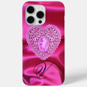 KUPPELLEICHT HERZSILK PINK FUCHSIA CLOTH MONOGRAMM Case-Mate iPhone HÜLLE (Rückseite)