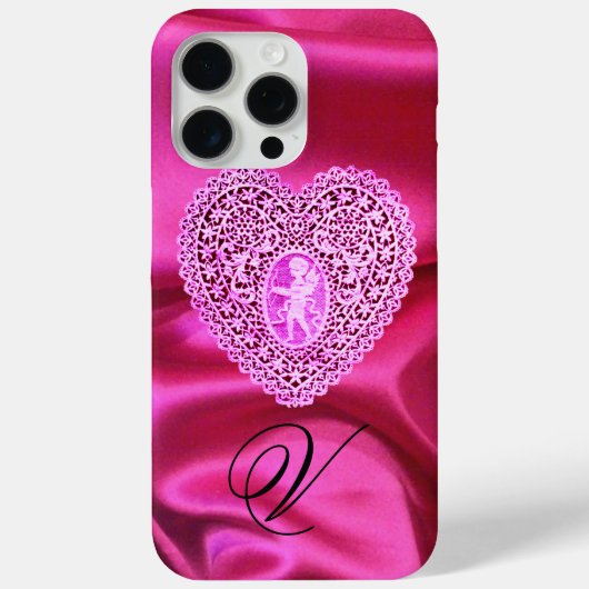 KUPPELLEICHT HERZSILK PINK FUCHSIA CLOTH MONOGRAMM Case-Mate iPhone HÜLLE (Rückseite)