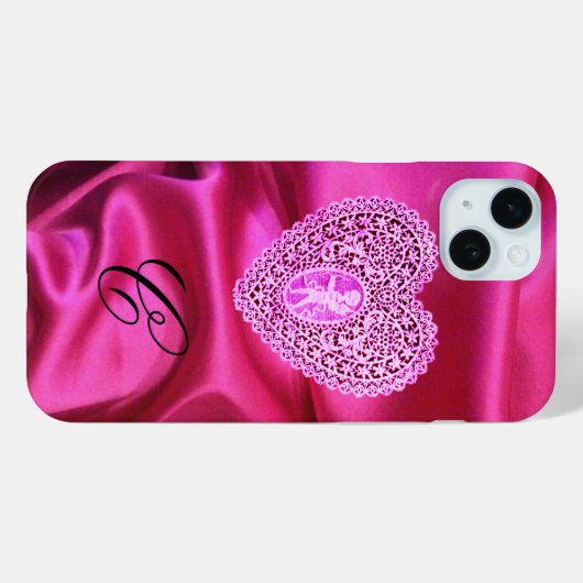 KUPPELLEICHT HERZSILK PINK FUCHSIA CLOTH MONOGRAMM Case-Mate iPhone HÜLLE (Rückseite (Horizontal))