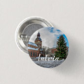 Kuppelplatz mit Weihnachtsbaum in Riga Button (Vorne & Hinten)