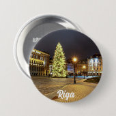 Kuppelplatz mit Weihnachtsbaum in Riga Button (Vorne & Hinten)