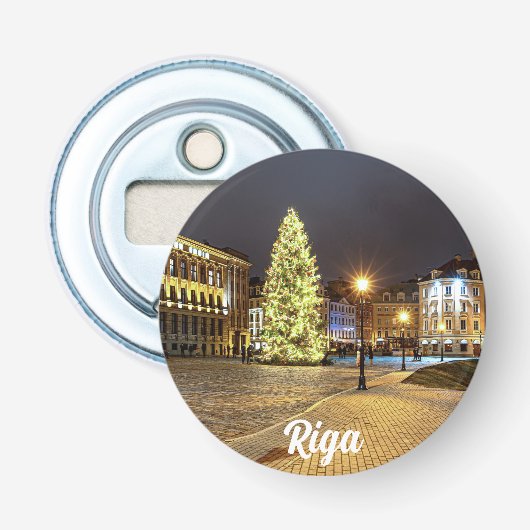 Kuppelplatz mit Weihnachtsbaum in Riga Flaschenöffner (Vorderseite)