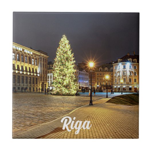 Kuppelplatz mit Weihnachtsbaum in Riga Fliese (Vorderseite)