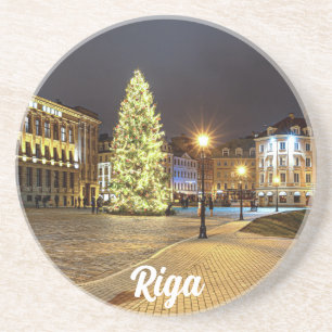 Kuppelplatz mit Weihnachtsbaum in Riga Getränkeuntersetzer