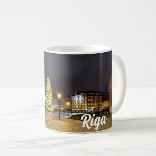 Kuppelplatz mit Weihnachtsbaum in Riga Kaffeetasse (VorderseiteRechts)