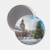 Kuppelplatz mit Weihnachtsbaum in Riga Magnet (Vorderseite/Rückseite)