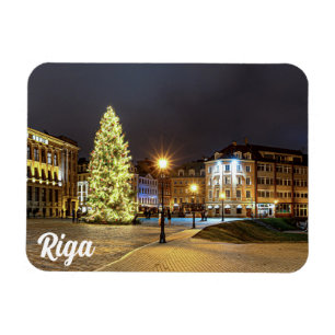 Kuppelplatz mit Weihnachtsbaum in Riga Magnet