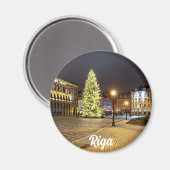 Kuppelplatz mit Weihnachtsbaum in Riga Magnet (Vorderseite/Rückseite)