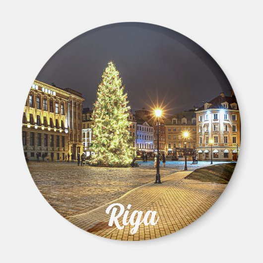 Kuppelplatz mit Weihnachtsbaum in Riga Magnet (Vorne)