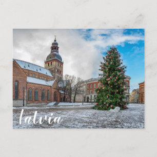 Kuppelplatz mit Weihnachtsbaum in Riga Postkarte