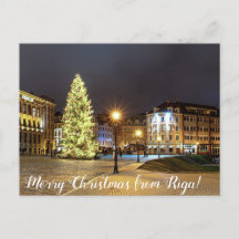 Kuppelplatz mit Weihnachtsbaum in Riga