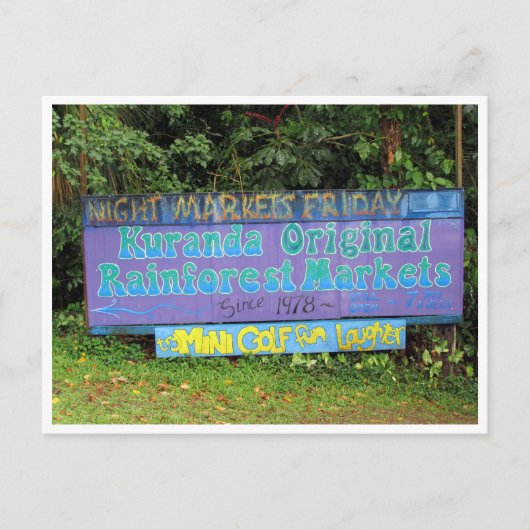 Kuranda-Märkte-Zeichen Postkarte (Vorderseite)